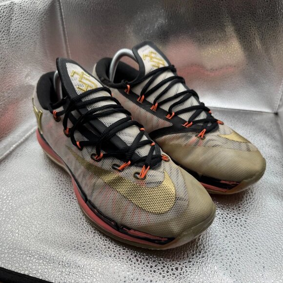 Size 8.5 Nike‎ KD 6 Elite Gold Pink Black Mens Basketball Sneakers 642838-100 main image 8